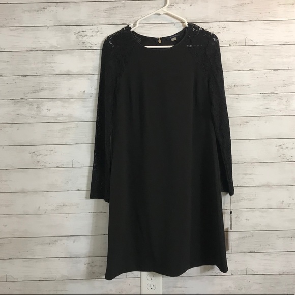 tommy hilfiger black dress with lace sleeves